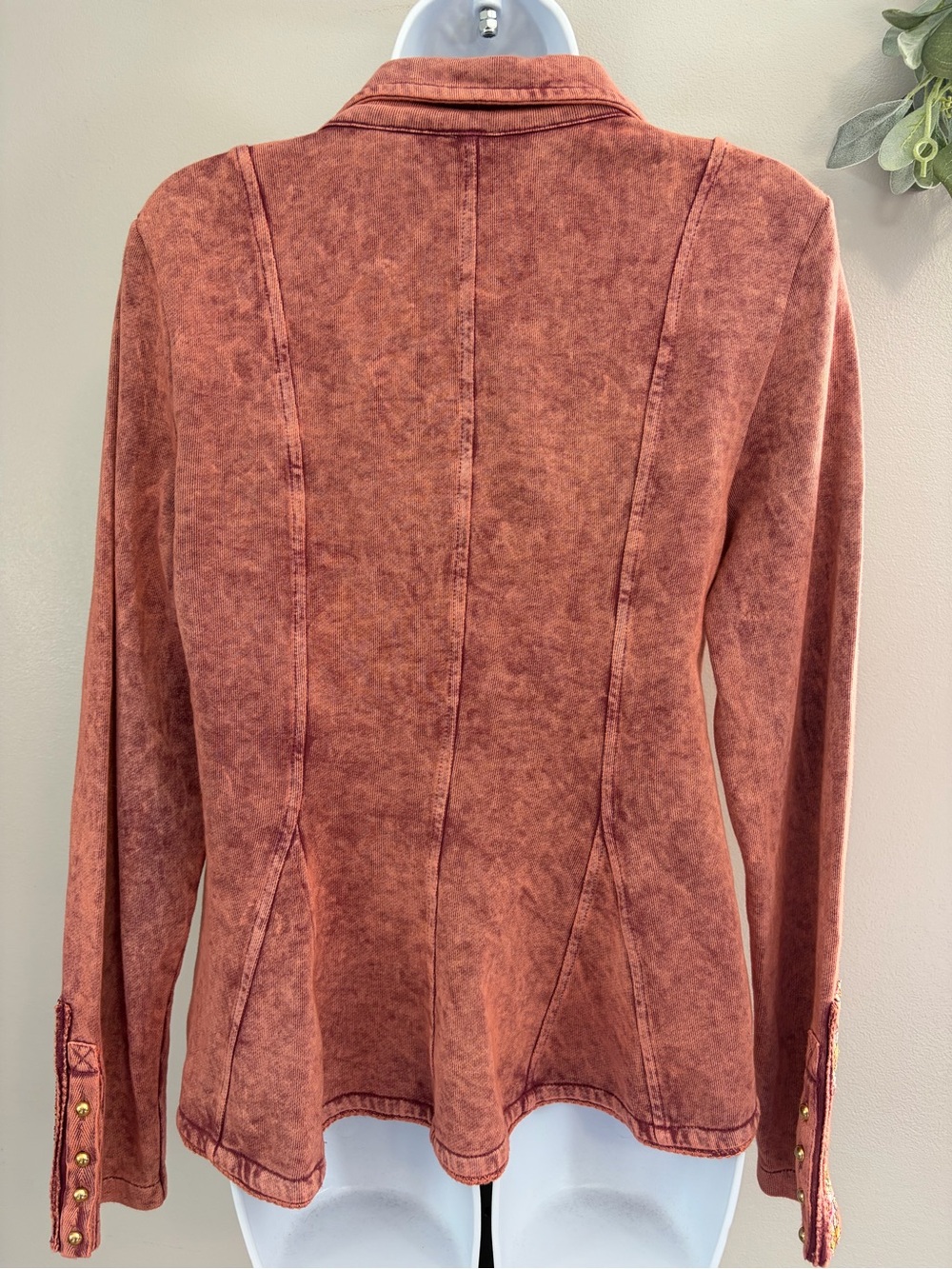 NWOT Aratta Silent Journey- Marion Mineral Wash Colonel Jacket with Embroidery - Picture 15 of 16